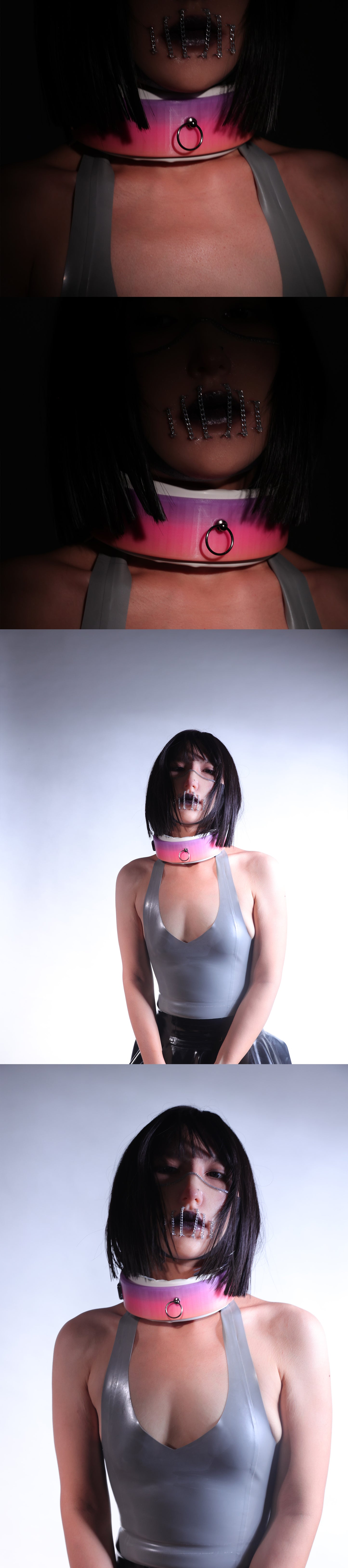 Fluorescent Gradient Remote Control Suffocation Inflatable Collar